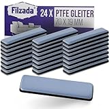 Filzada® 24x Teflongleiter Selbstklebend - 70 x 19 mm (eckig) - Profi Möbelgleiter/Teppichgleiter PTFE (Teflon)