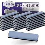Filzada® 24x Teflongleiter Selbstklebend - 70 x 19 mm (eckig) - Profi Möbelgleiter/Teppichgleiter PTFE (Teflon)