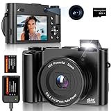 Digitalkamera Fotokamera Vlogging Kamera 64MP 4K mit Front und Rückobjektiv, 16X Zoom, 3' IPS‑Bildschirm, 32GB Karte, Webcam & Vlog‑Funktion Perfekte Kompakte Kamera Fotokamera für Teens, Einsteiger