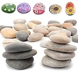 25 Stück Kieselsteine zum Bemalen Flach, Steine zum Bemalen, Strand Kiesel, Flach Steine Groß zum Bemalen, Groß Steine zum Bemalen, Kies Dekosteine Naturstein, für Bunte Malerei & Dekoration