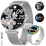 LIGE 2025 Smartwatch Damen, 1,43' HD AMOLED Kreisbogen Display Silber Armbanduhr mit Telefonfunktion, Menstruationszyklus/Herzfrequenz, IP68 Wasserdicht 120+ Sportmodi Sportuhr für Andriod iOS