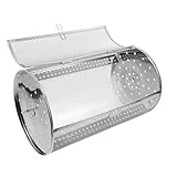 BESTonZON Rollbarer Edelstahl Grillkorb 180X300mm 360° Drehbarer Ofenkorb mit Verriegelung Drehspießkäfig für Erdnüsse Kastanien Ofenzubehör