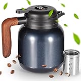 Dreamhigh® Thermoskanne 1L mit Teesieb, Isolierkanne mit Temperaturanzeige, gut abgedichtet Kaffeekanne (kein Leck, kein Tropfen), für Kaffee, Tee und Milch