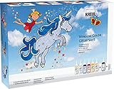 KREUL 42844 - Window Color Set Glitzerwelt, 7 x 80 ml Fenstermalfarben, inkl. 80 ml Konturenfarbe, für kreative Kinder, 2 verschiedene Folie, Glitzerstreu silber und Motivvorlagen