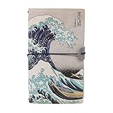 Grupo Erik Reisetagebuch zum Selberschreiben Dotted Notebook 12x19,6 cm Hokusai Die große Welle vor Kanagawa Einband aus synthetischem Leder und Gummiband zum sicheren Verschließen