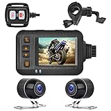 Motorrad Dashcam Kamera, MoreChioce 720P Weitwinkel Sportkamera Vorne/Hinten Doppellinse Kamera-Dashcam Wasserdicht Loop-Aufnahme Parküberwachung Motorrad-Dashcam 2 Zoll LCD Display Max 32GB