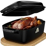 KAISERTAL Gusseisen Bräter mit Deckel backofengeeignet – 32cm Schmortopf mit Deckel | Backofengeeignet, Induktion, Indoor & Outdoor | XL Gusseisen-Topf 10L – Cast Iron Pot für Bräter & Schmortöpfe