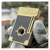 IHGVVING Handgefertigtes aufblasbares Feuerzeug aus Kupfer, schwarz lackiertes Metallfeuerzeug, klarer Klang, aufblasbar und verstellbar, geeignet als Geschenk for Herrenkollektionen