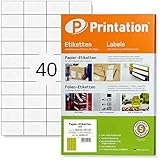 Printation Universal Etiketten 52,5 x 29,7 mm selbstklebend weiß bedruckbar für Kennzeichnungen - 1000 Sticker 52,5x29,7 auf 25 A4 Bogen - 40 Universal-Aufkleber pro Blatt 4x10-4461 LA111 3651 FBA