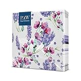 PAW - Servietten 3-lagig (33 x 33 cm) I 20 Stück I Perfekt für Geburtstage, Partys, Hochzeiten, Kommunion und Feiern I Papierservietten Bunt - Lavendel, Blumen I Farbe: Fragrant Lavender