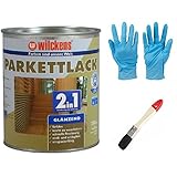 2 in 1 Hartlack Parkettlack, Grundierung und Lackierung inkl. 1 Pinsel von E-Com24 750 ml glänzend