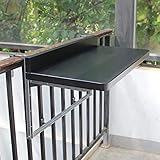 Höhenverstellbarer klappbarer Balkontisch – Wandmontierter Garten-Beistelltisch, faltbarer Mehrzwecktisch für Deckgeländer und Fensterbank, 120 x 28 cm