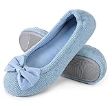 EverFoams Damen Gemütlich Leicht Frottee Baumwolle Memory Foam Ballerina Hausschuhe, Blau,36/37 EU