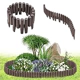 Suusolny 2,8m Rasenkante Zylindrischer Holzstapel Kunststoff Beetumrandung Dekoration beetbegrenzung Garden Border Garten randsteine Braun-10 Stück