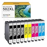 Glliter 502XL Druckerpatronen für Epson 502XL 502 XL Multipack Patronen für Expression Home XP-5150 XP-5100 XP-5155 XP-5105 Workforce WF-2860 WF-2865 WF-2880 WF-2885(10P,4BK 2C 2M 2Y)