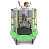 Kinder Trampolin Ø 140cm Indoor Kindertrampolin mit Sicherheitsnetz & gepolsterter Sicherheitsabdeckung, Draußen Trampolin für ab 3 Jahre, Gartentrampolin, Rot & Gelb