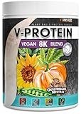 Vegan Proteinpulver NEUTRAL (480g) zum Backen und Kochen - ohne Aroma und Süße - naturbelassenes Protein aus Sonnenblumen, Soja, Hanfsamen & Kürbiskernen - 84% Protein-Gehalt - V-PROTEIN 8K Blend