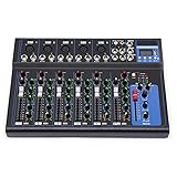 Audio Mispult 7 Kanal Stereo Sound Mischkonsole mit 6 Musikmodi USB Bluetooth Audio Mixer DJ Console Amplifier Mischkonsole für Computeraufnahmen Live Studio Audio