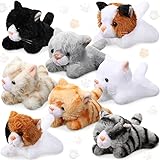 Sumind 8 Stück Plüschtiere 5 Zoll Kuscheltiere Verschiedene Süße Stofftiere Plüsch Spielzeuge Kleine Plüschtiere für Kinder Klassenzimmer Schule Party Gastgeschenke Dekoration (Liegende Katze)