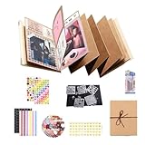 Dehnbares Faltalbum,15x20 cm Scrapbooking Zubehör - Tragbares Bilderalbum mit DIY Zubehör Set - Für Studenten Paare Sammler Reisende Hochzeit Babyfeier
