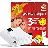 Mia&Coco Heizdecke mit Abschaltautomatik, Wärmeunterbett mit 12-Stunden-Timer und 3 Wärmestufen, LED-Anzeige, Überhitzungsschutz, Wärmedecke für Gängigen Matratzen,Maschinenwaschbar (150 x 80cm)