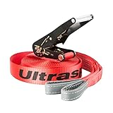 Ultrasport Slackline 15 m mit Ratschenschutz und Tragetasche, Slackline für Anfänger, Kinder und Familien, mit Ratsche, ideal für Slack Line Funsport