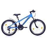 BERLIN BIKE Mountainbike MTB1 Kid: 20 Zoll Aluminiumrahmen, 21-Gang Shimano, Mountainbike für Kinder bis 140 cm Körpergrösse (Blau)