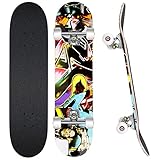 WeSkate Standard-Skateboards für Kinder, 31 x 7.88 cm, komplettes Skateboard für Jungen, 7-lagiges kanadisches Ahorn, Double Kick Concave Cruiser Trick Skate Board für Anfänger Jugendliche Erwachsene