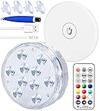 Qoolife USB Wiederaufladbares Unterwasserlicht Funksignal WRGB 3.3' Magnetische bunte LED-Tauchleuchten für Badewanne, Aquarium, Pool, Teich, Dekor, Spa, Weihnachten -1 Stück
