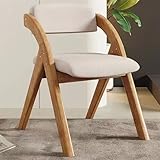 WANGTIAN Gepolsterter Akzentstuhl, Klappstühle aus Holz mit Kissen, Design ohne Montage, tragbarer Klappstuhl mit gepolsterter Sitzfläche aus Leinenstoff für Party-Picknicks, Home-Office-Esszimmer,