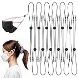 MBAIYO 12 Stück Elastische Maskenbänder,Einstellbarer Maskenhalter Schwarzer Maskenkette Maskenband für Mundschutz Rutschfeste Maskenverlängerung Lanyard Maskenhalterung Hinterkopf Nackenhalter