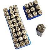 Coyoax 37 Stück 5mm Schlagzahlen und Buchstaben Set, Schlagbuchstaben Alphabet A-Z, Nummer 0-9, & und Love Siegel Stempel für Metall Kunststoff Holz Leder DIY