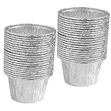 HOLIDYOYO 25 Stück Eierkuchenform Zinn Foliengeschirr Für Heißluftfritteuse Backformen Emaille-backbleche Für Den Backofen Folienschalen Mini-tartepfanne Cupcake-dose Silver Aluminiumfolie