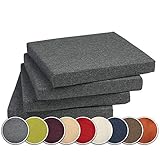 sunnypillow 4er Set Stuhlkissen Polsterauflage Auflage für Stühle/Bänke in Haus und Garten Sitzkissen Sitzauflage Gartenkissen viele Farben zur Auswahl 40 x 40 x 3 cm Anthrazit