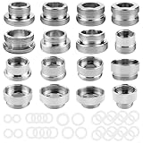 16 Stück Wasserhahn Adapter Set, Messing Wasseranschluss Adapter mit Dichtungen, Gewindeadapter, Wasserhahn Aufsatz, für Gartenschlauch Anschluss, Spülbecken, Wasserfilter