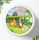 Für die Geburtstags Torte, Zuckerbild mit dem Motiv: Dinosaurier, Dino, Essbares Foto für Torten, Fondant, Tortenaufleger Ø 20cm, 0275c