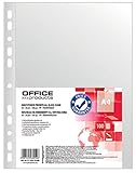 OFFICE PRODUCTS Prospekthüllen / 100 Stück/Din A4/ Glasklar Oben Offen Klarsichthüllen Sicht-Hüllen Gelochte Plastikhülle für Dokumente Papiere Akten Ordner/PP/Transparent 30 Mikron