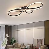 Moderne Deckenleuchten Flush Mount Living Esszimmerlampe dimmbar mit Fernbedienungssteuerung Hängsmantel Moderner Ringdesign -Deco Kronleuchter für Lounge Küchen Flur Anhänger Beleuchtung (Schwarz,