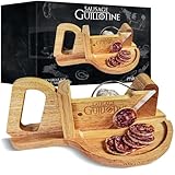 mikamax, Wurstschneider Guillotine für Zuhause, schnelle und gleichmäßige Wurstscheiben, scharfe Messer, aus massivem Holz, Holzfarbe, Guillotine, Currywurstschneider