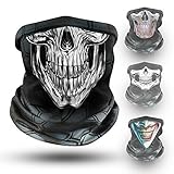 Klangfeiler® Multifunktionstuch - NEUE DESIGNS - Bedrucktes Halstuch Bandana & Schlauchschal - Ein solider Nackenwärmer Totenkopf Skull Gesichtsmaske - Face Shield für Motorradfahren - Silver Skull