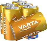 VARTA Batterien D Mono, 6 Stück, Longlife, Alkaline, 1,5V, ideal für Fernbedienungen, Wecker, Radios, Made in Germany