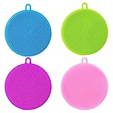 XPEX 4 Stück Spüllappen Putzschwamm Spülschwämme Geschirrschwamm Silikon schwamm Silikon Spül-Schwamm,kratzfreie Geschirr-Schwämme, hygienischer Haushaltsschwamm spülmaschinengeeignet