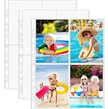 Fotohüllen A4 Postkarten Hüllen Fach Geteilt Fotosichthüllen 30Stk Transparent Postkartenhüllen 4 Taschen Foto Seitenschutz Fotofolien für Familien Hochzeits (105 x 155 mm)