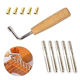 Stimmschlüssel Harfe Klavier Stimmschlüssel Stimmstifte Harfe L-Form Stimmschlüssel Holz Zither Stimmschlüssel Klavier Stimmhammer mit 5 Tuning Pins Feste String Nagel für Lyre Harp Stringinstrumente