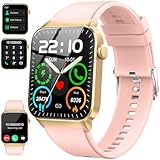 Donerton Smartwatch Damen mit Telefonfunktion/Message Reminder, 1,85' Smart Watch, 112+Sportmodi IP68 Wasserdicht Sportuhr, Fitnessuhr mit Puls-Schlaf-Monitor Schrittzähler für Android iOS Gold Rosa