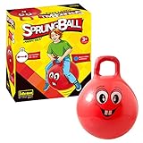 Idena 40093 - Sprungball Happy Face in rot, Durchmesser ca. 45 - 50 cm, belastbar bis 50 kg, perfekt für Sommer, Park oder Kindergarten