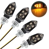 HIULLEN 4 Stück LED Motorrad Blinker, Miniblinker LED Blinker, 12V Mini Blinker E-geprüft Microblinker Universal, Motorrad Blinker Licht Wasserdicht Universal Scooter Quad Cruiser Off Road