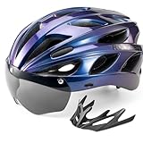 ROCKBROS Fahrradhelm Rennrad Helm Radhelm mit Abnehmbaren Visier Cityhelm Leichter Stadthelm für Damen und Herren MTB 58-61CM Violett
