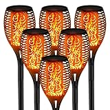 kefflum 6x Solar Flammenlicht,Solarleuchten für außen Solar Gartenleuchten 96 Led Solarlampe Solar fackeln IP65 für Garten Beleuchtung mit realistischen Flammen Automatische EIN/Aus Außen warmlicht