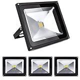 Greenmigo 4x 50W Fluter Strahler Warmweiß Schwarz Aluminium Gehäuse IP65 Wasserdicht LED Lampe Wandleuchter Flulicht Flutbeleuchtung LED Gartenlampe Außenstahler